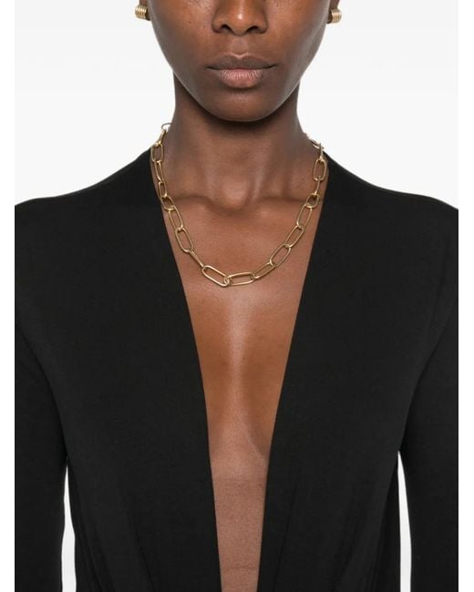 ANDAMANE Black Zelda Plunging Long-Sleeve Bodysuit