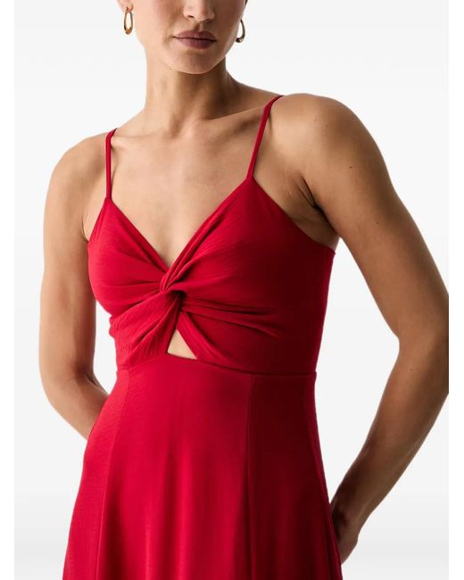 Morgan Red Twist-Detail Cut-Out Midi Dress