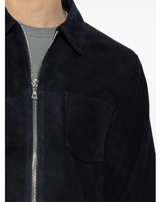 Officine Generale Blue Suede Jacket for men