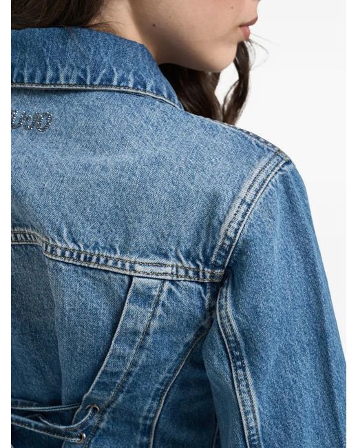 Liu Jo Blue Lace-Up Denim Jacket