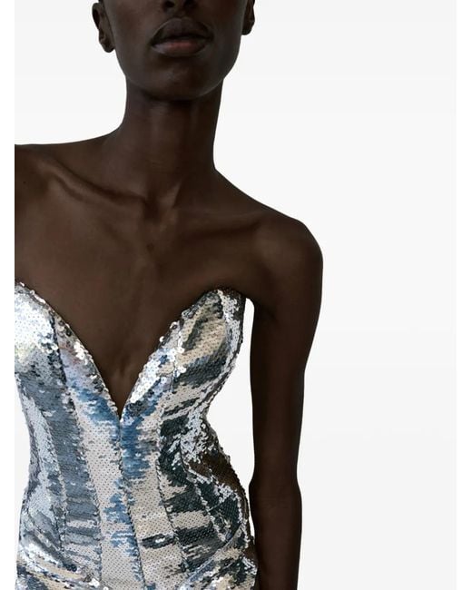 The New Arrivals Ilkyaz Ozel Blue Azzurra Sequin-Embellishment Maxi Dress