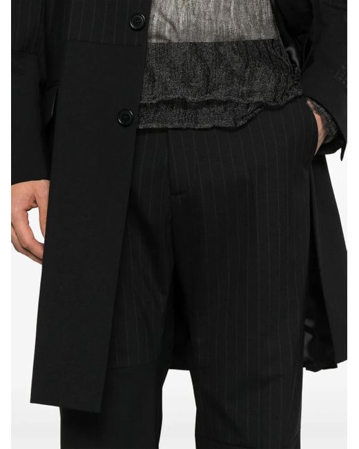 MM6 by Maison Margiela Black Panelled Pinstripe Tailored Trousers for men