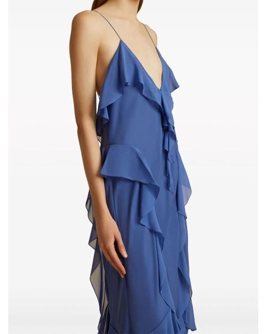 Khaite Blue Pim Silk Dress