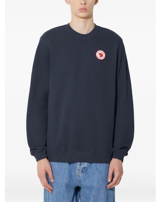 Fjallraven Blue Logo-Patch Crew-Neck Sweatshirt for men