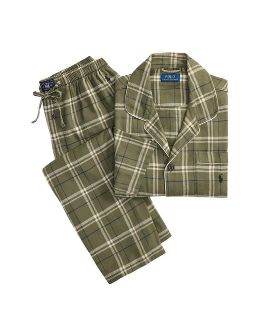 Polo Ralph Lauren Green Plaid Flannel Sleep Set for men
