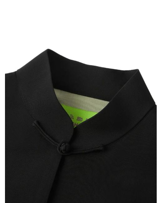 Shanghai Tang Black Silk Frog-Fastening Shirt Dress