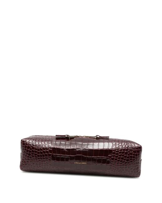 Liviana Conti Brown Croc-Effect Clutch Bag