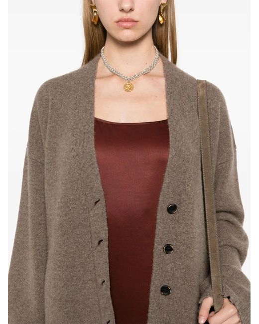 Uma Wang Brown Oversized Cashmere Button-Front V-Neck Cardigan