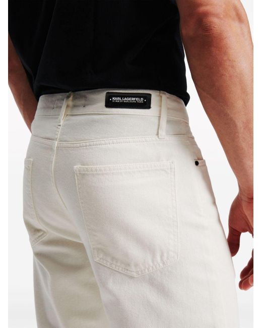 Karl Lagerfeld White Logo-appliqué Tapered Jeans for men