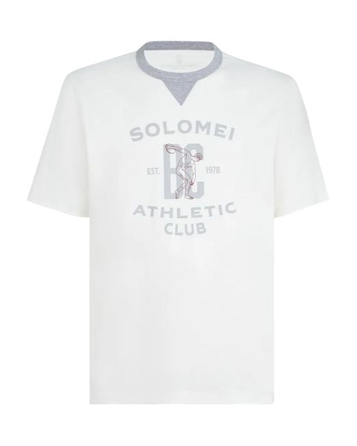 メンズ Brunello Cucinelli ロゴ Tシャツ White
