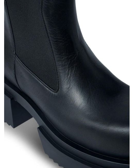 メンズ Rick Owens ブロックヒール ブーツ 80mm Blue