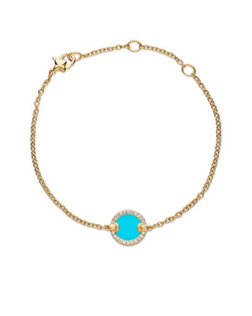 David Yurman Blue 18Kt Petite Dy Elements Center Station Chain Diamond Bracelet (11Mm)