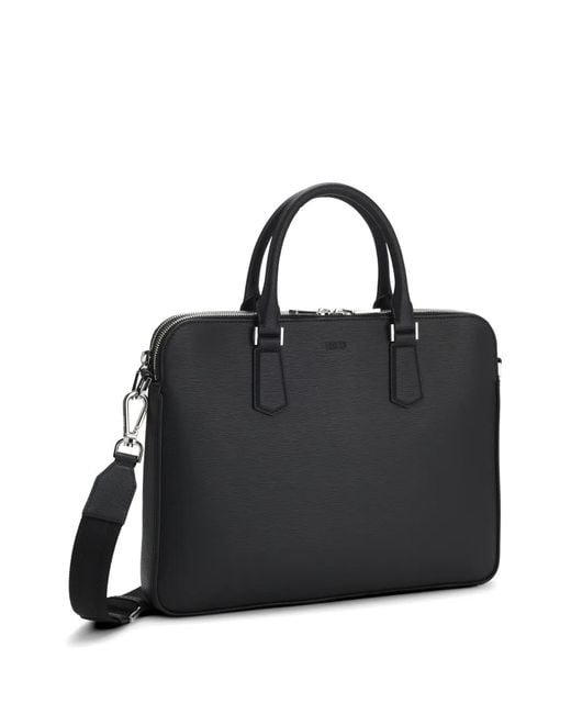 Boss Black Leather Briefcase for men