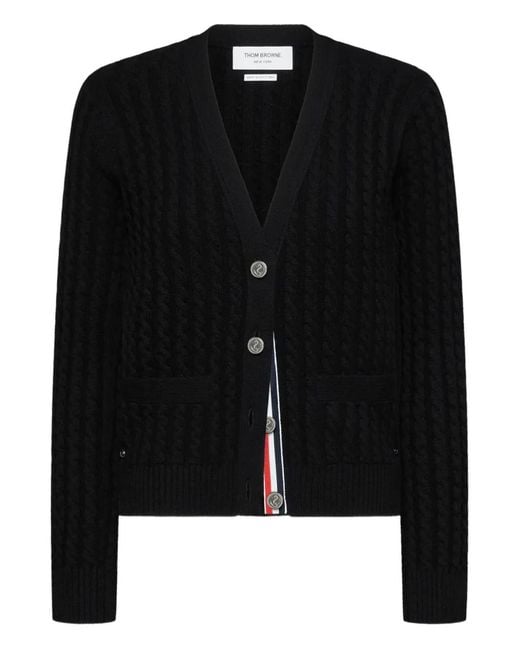 Thom Browne Black Cable-Knit Cardigan