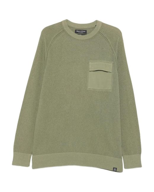 Marc O' Polo Green Patch-Pocket Raglan-Sleeve Sweater for men