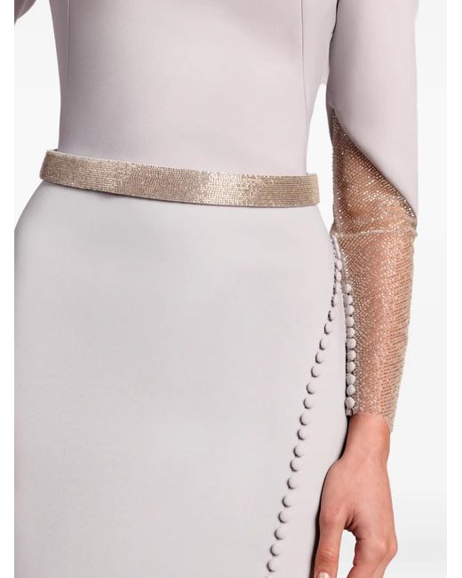 Gatti Nolli by Marwan White Off-The-Shoulder Mermaid Side-Slit Gown
