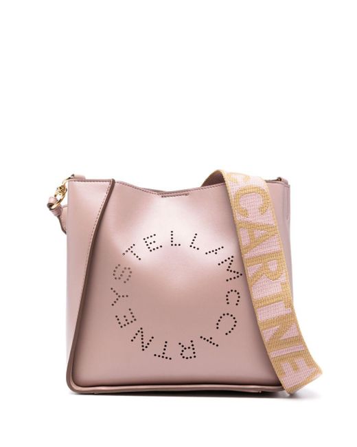 Borsa a spalla con logo traforato di Stella McCartney in Pink