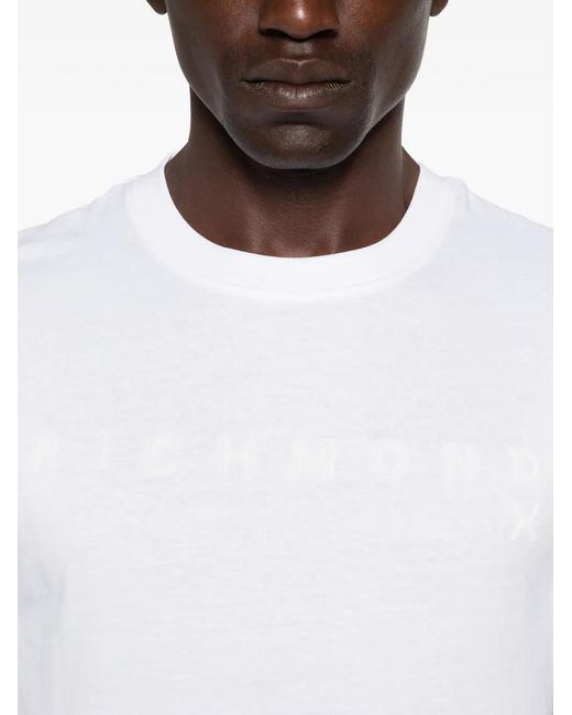 John Richmond White Round-Neck Short-Sleeve T-Shirt for men