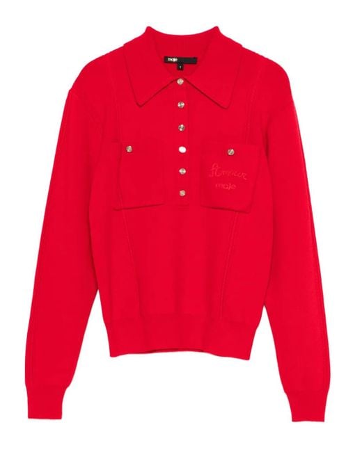 Maje Red Oberteil Mit Aufgesetzter Tasche