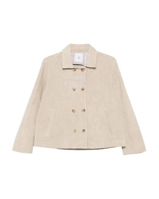 Whyci Natural Corduroy Double-Breasted Jacket