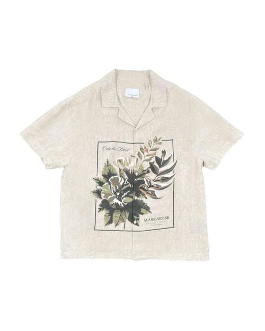 Only the Blind White Botanical Linen Shirt for men