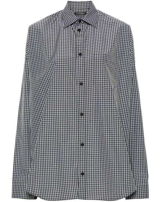 Balenciaga Gray Logo-print Checked Shirt