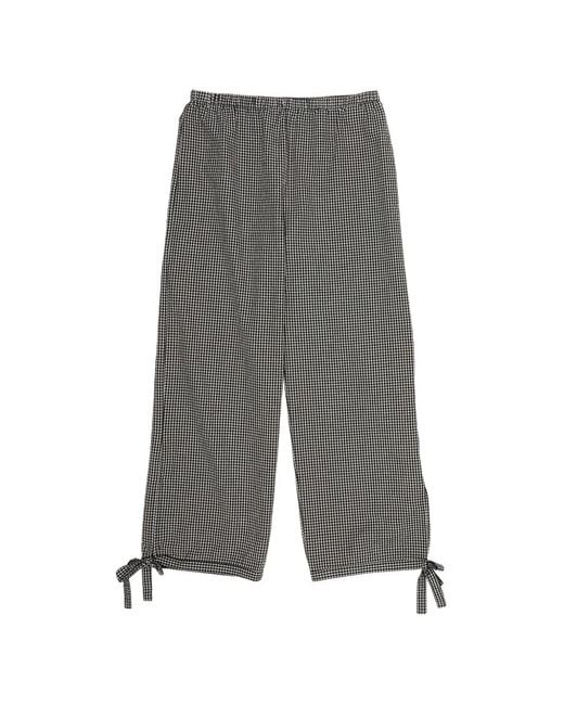 Bimba Y Lola Gray Gingham-Pattern Cuff-Tie Trousers