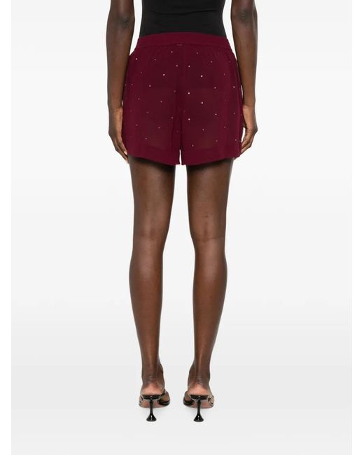 Mc2 Saint Barth Red Meave Rhinestone-Embellished Shorts