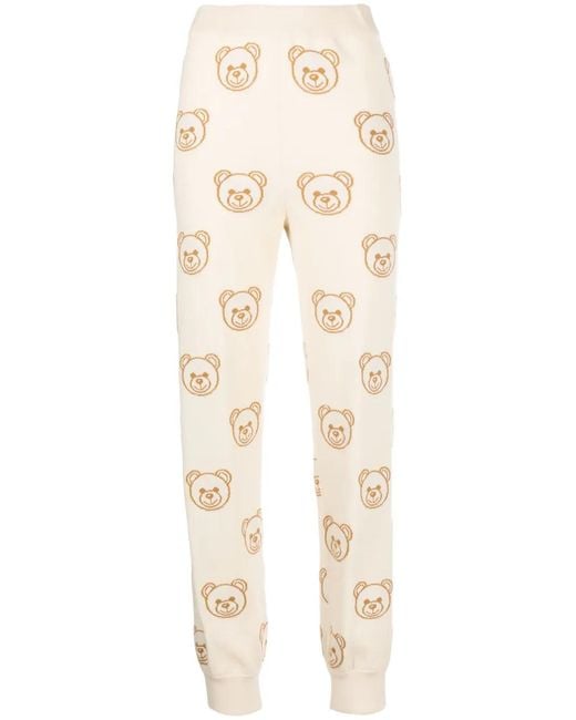 Moschino Natural Teddy Bear-Print Track Pants