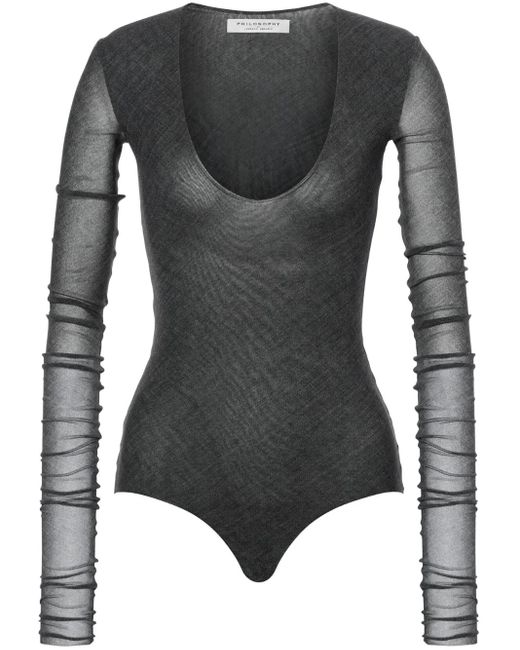 Body con cuello en U Philosophy Di Lorenzo Serafini de color Black