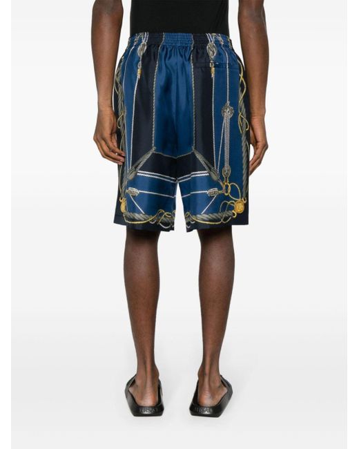 Pantalones cortos con estampado náutico Versace de hombre de color Blue