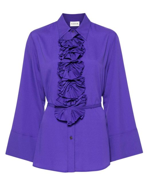 P.A.R.O.S.H. Purple Ruffle-detail Crepe Shirt