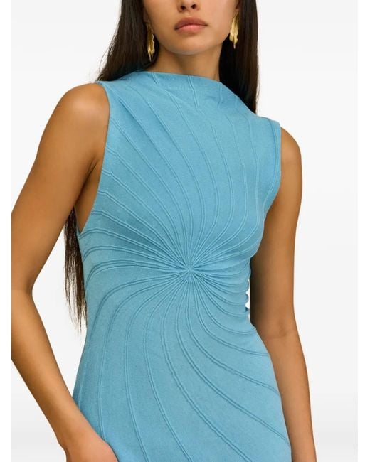 Cult Gaia Blue Phillipa Sunburst-Pleated Sleeveless Mini Dress