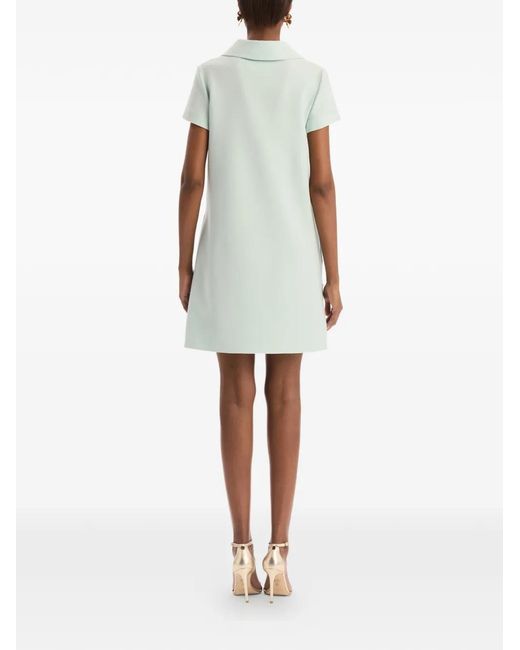 Oscar de la Renta White Dominican Mixed-Floral Threadwork Shift Dress