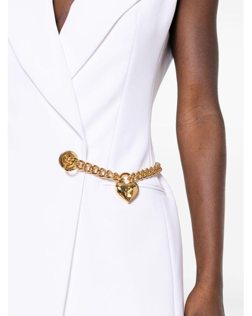 Moschino White Heart-chain Wrapped Mini Dress