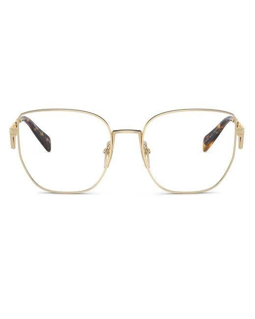 Prada Metallic Brille Mit Eckigem Gestell