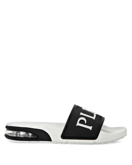 Philipp Plein Black Logo-Print Slides