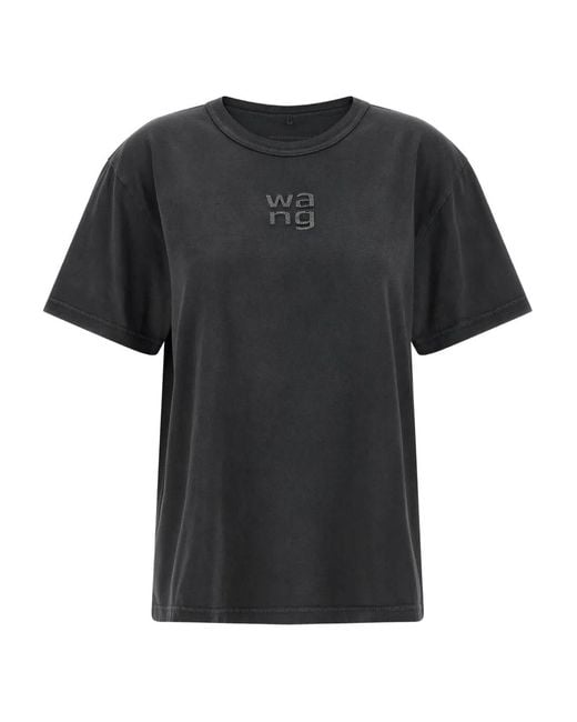 Alexander Wang Black Rhinestone Logo T-Shirt