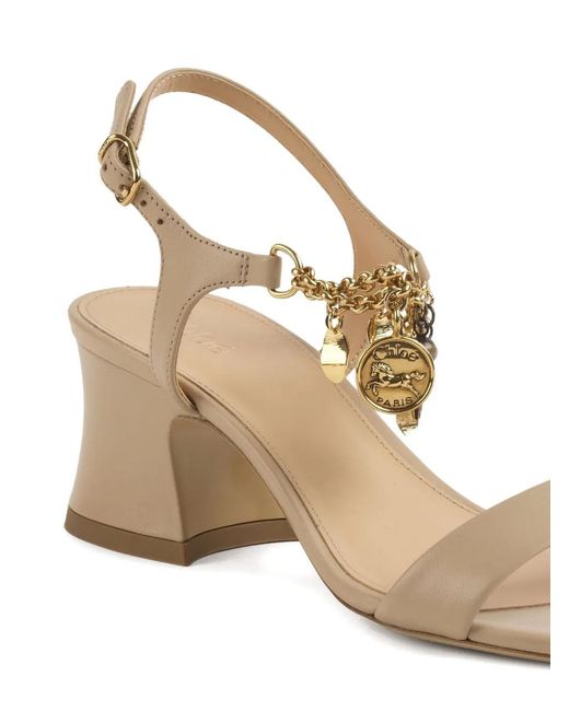 Chloé Natural Heeled Sandals 'Charms'