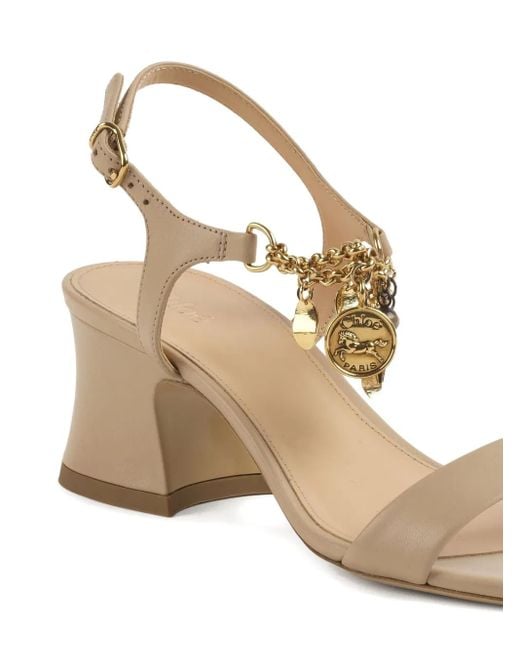 Chloé 55mm Charm-embellished Block-heel Sandals Natural
