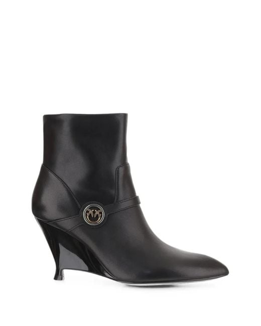 Pinko Black Love Birds Ankle Boots