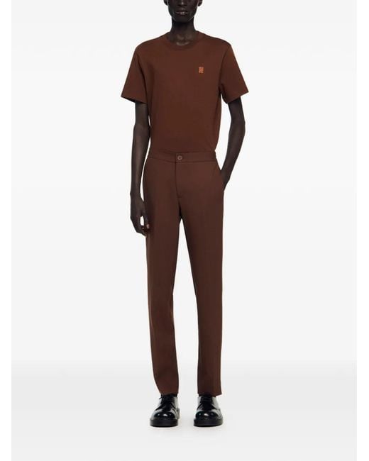 Sandro Brown Jersey Trousers for men