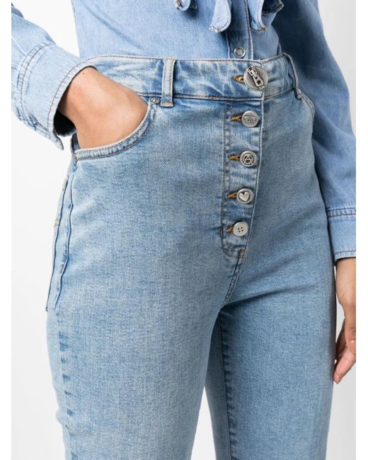 Moschino Blue High-Rise Slim-Cut Jeans