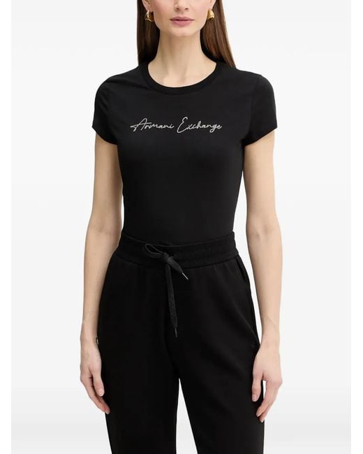 ARMANI EXCHANGE Black Logo-Detail T-Shirt