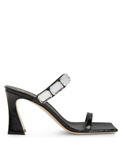 Giuseppe Zanotti Black Flaminia 85Mm Square-Toe Sandals