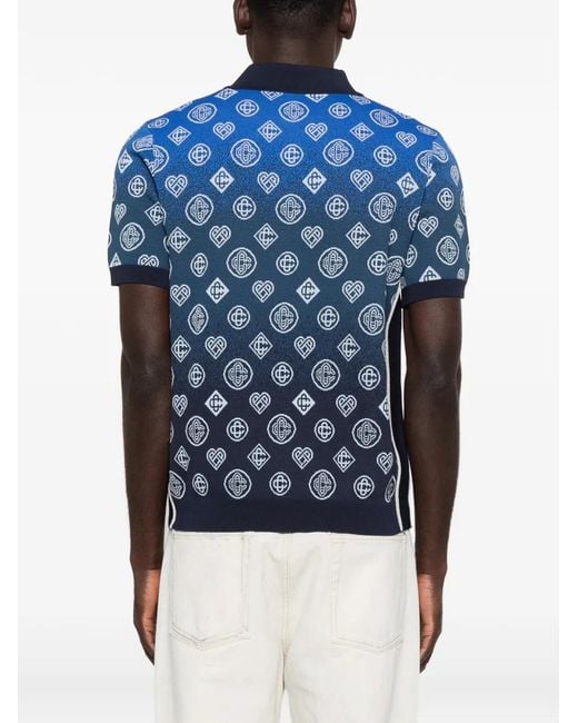 Casablanca Blue Short-Sleeve Knit Polo for men