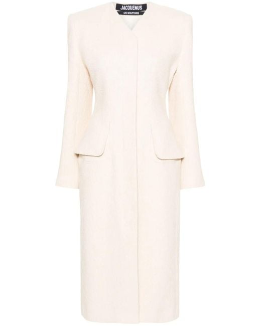 Jacquemus White Neutral Le Manteau Cubo Coat - Women's - Polyamide/spandex/elastane/cotton/viscosespandex/elastanecotton