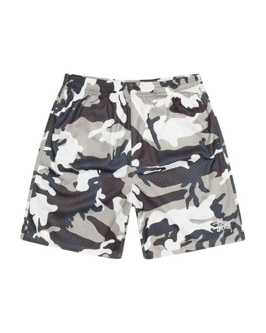 Stussy Gray Camouflage-Pattern Shorts for men
