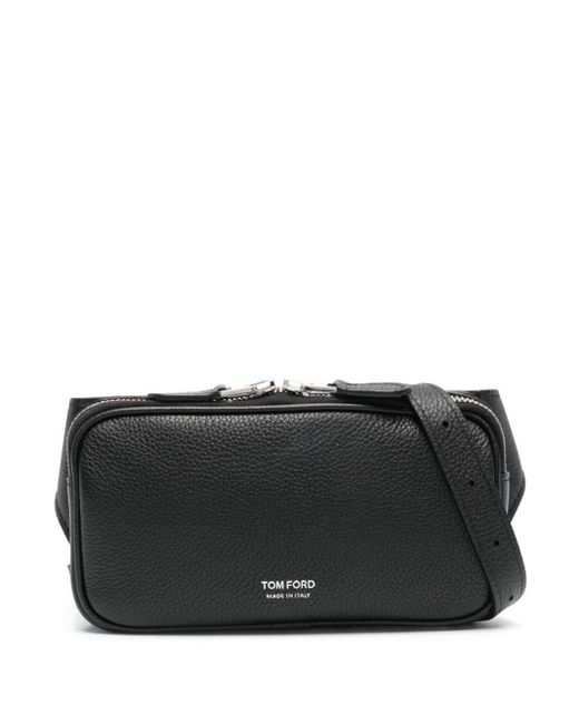 Tom Ford Black Buckle-Fastening Leather Belt Bag for men