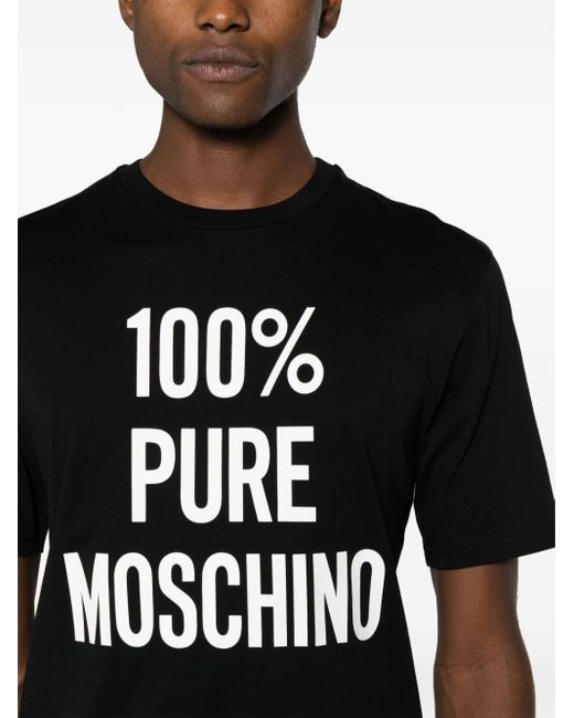 Camiseta con eslogan estampado Moschino de hombre de color Black